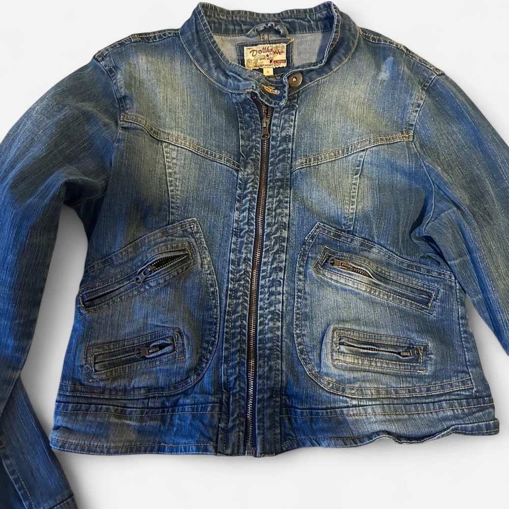 Dollhouse Y2K denim moto cargo jacket